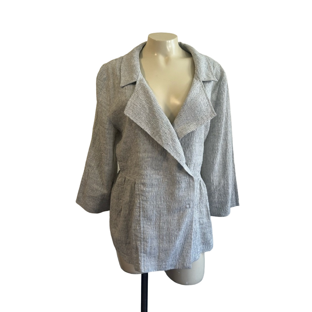 Alembika  Heather Gray Casual linenblend  Crossover thin blazer sz 3